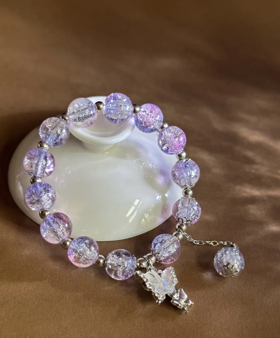 合成金属琉璃手链 甜美森系蝴蝶女ins小众设计感学生闺蜜手串