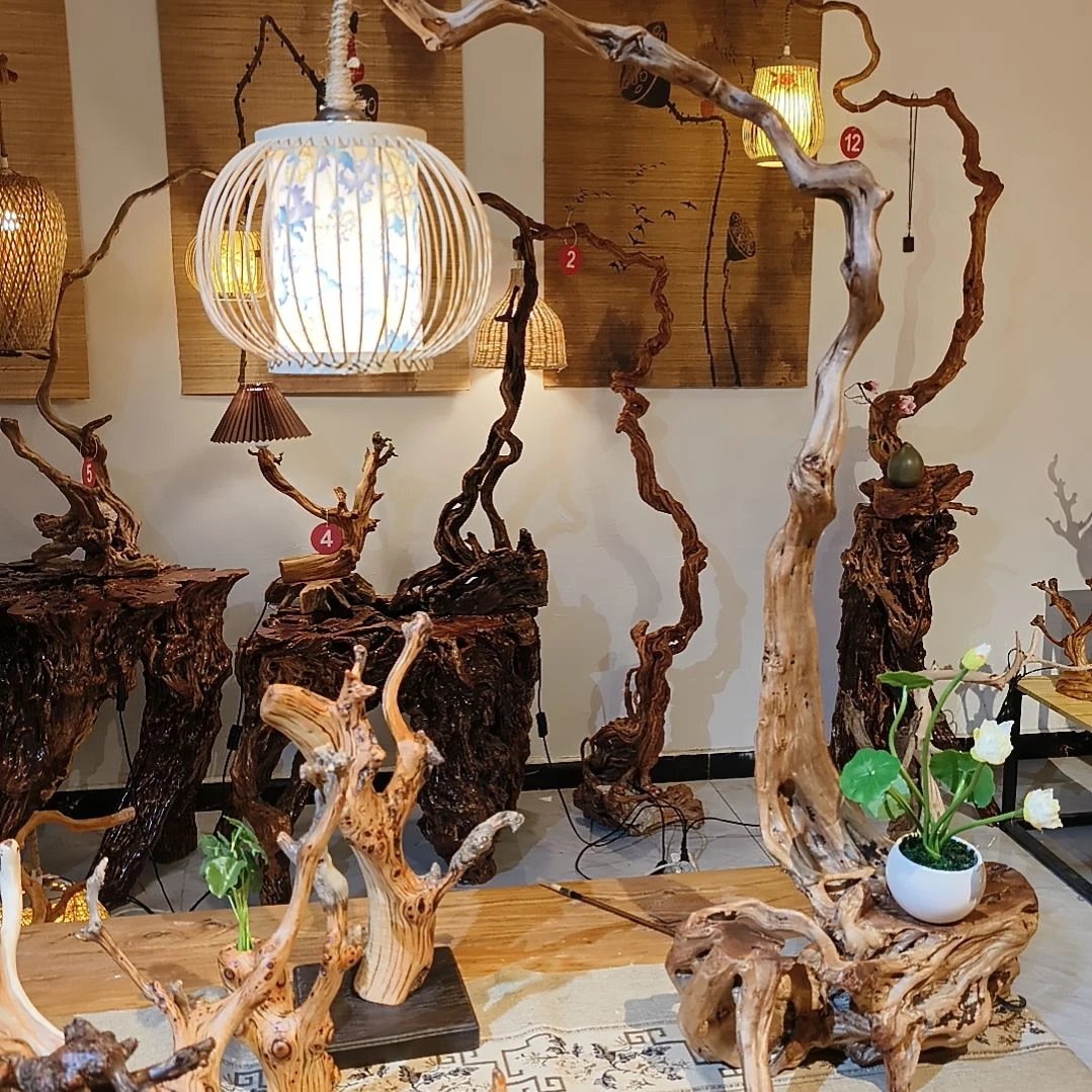 藤类大*?随形意境杜鹃根灯艺