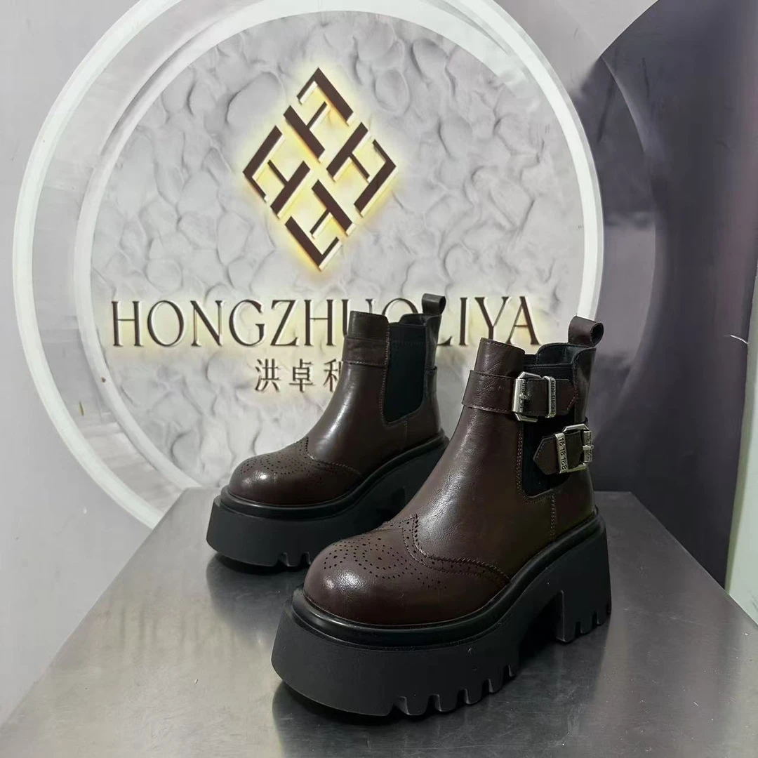 958-1绒里女厚底冬季秋冬马丁靴女鞋圆头女士系带英伦风休闲搭