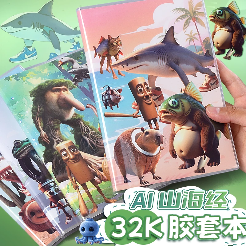AI山海经笔记本本子2026新款加厚笔记本胶套本高颜值PP防水32K本