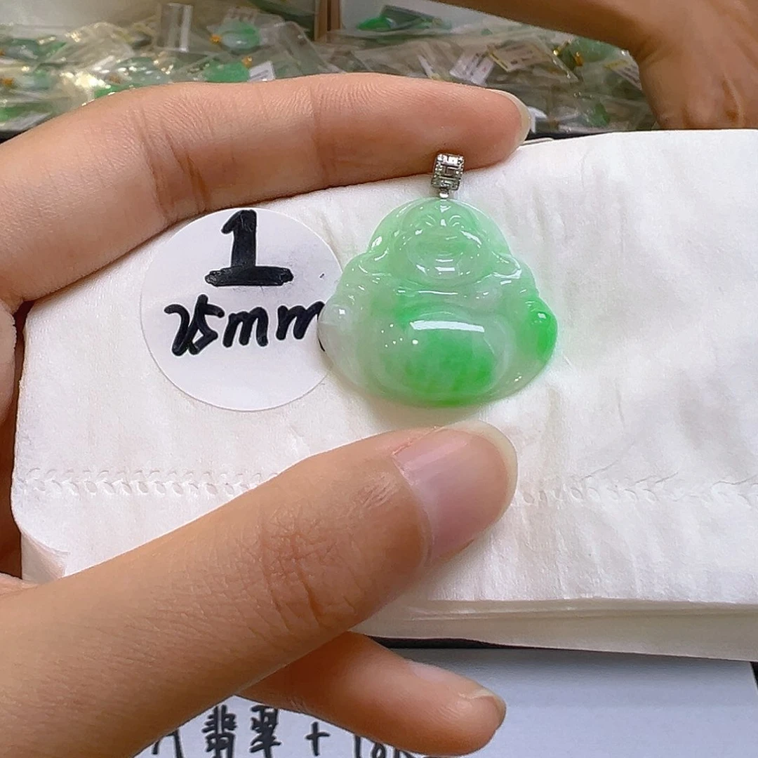翡翠18K金镶嵌吊坠(不含链)翡翠