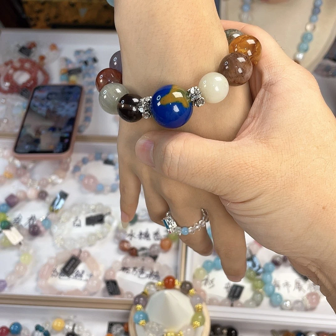 水晶手链银S925镀金镶嵌