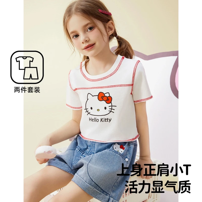 HELLO KITTY/凯蒂猫女童套装2025夏季气质圆领女童两件套CS771015