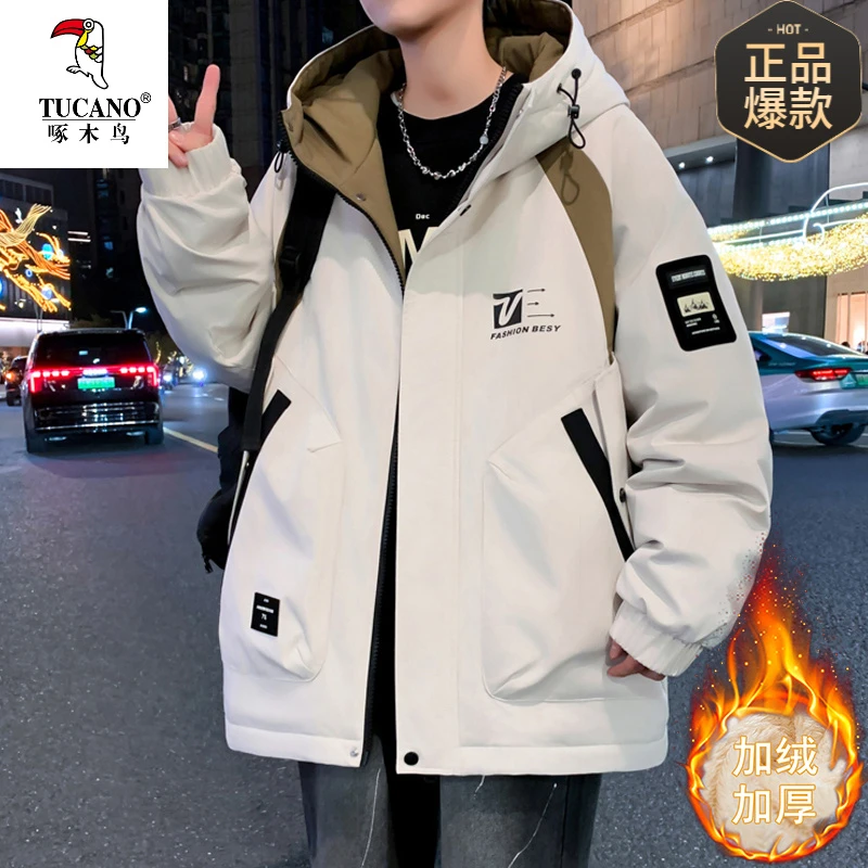 2025冬季青少年加绒加厚夹克男港风潮流宽松百搭休闲保暖学生外套