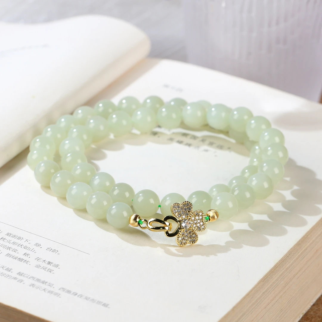 【麦子家族年终大促】天然和田玉项链卡9-10圆珠经典百搭XL291