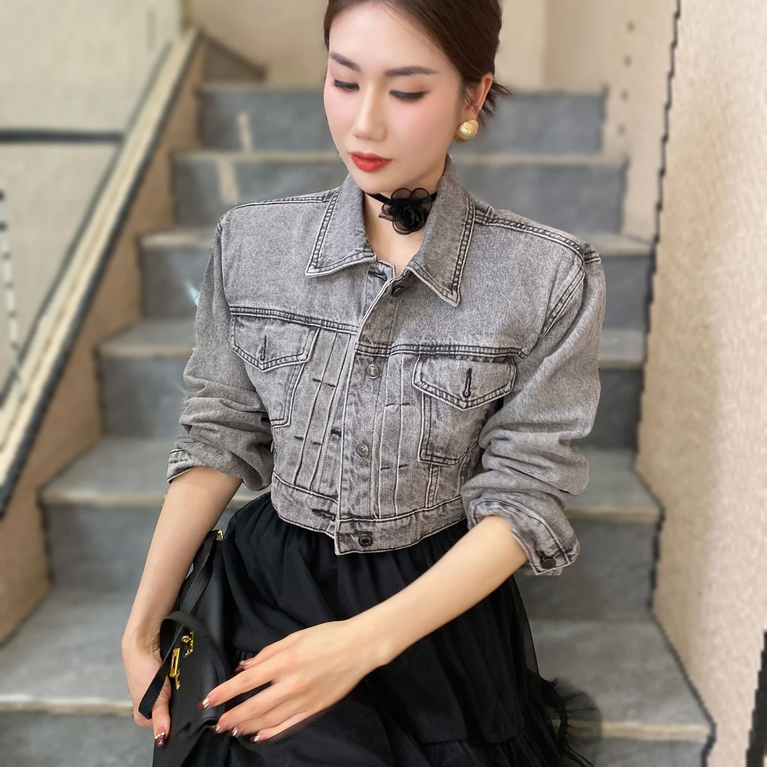 【俊英】复古高级感牛仔外套女2025春季新款宽松显瘦短款气质上衣