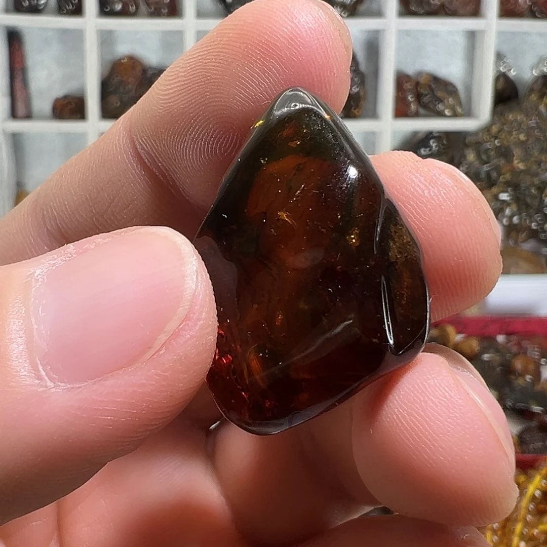 豆***豆虫珀未镶嵌裸石抚顺昆虫琥珀百虫图