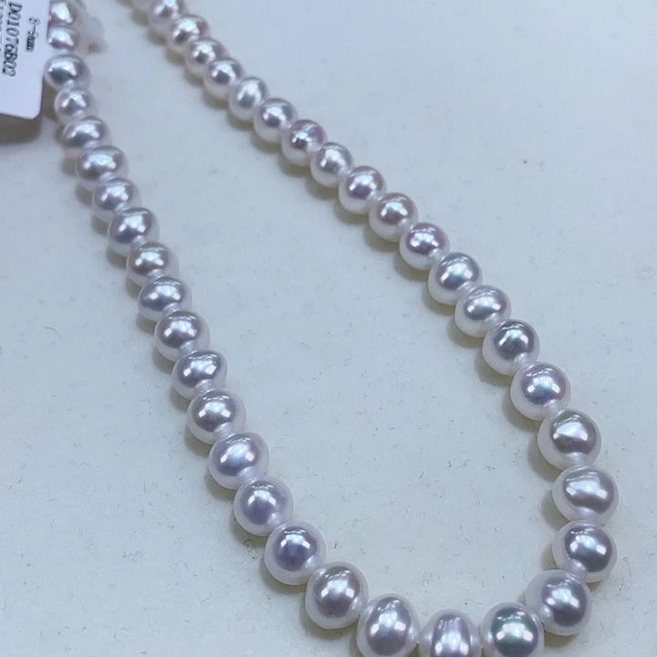 淡水珍珠8镜面流光溢彩极强光近圆银S925镶嵌