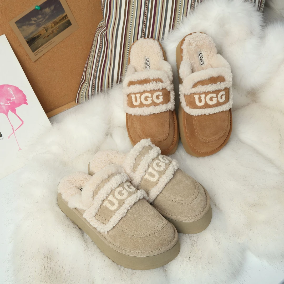 UGG D&K SHEEPSKIN时尚女士毛拖鞋秋冬季包头韩版平底保暖DK144