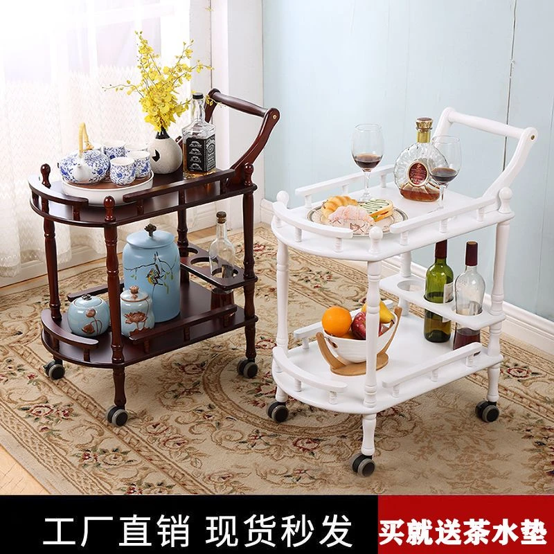 新疆包邮实木餐车酒店小推车酒水推车美容院手推车蛋糕车小吃车送