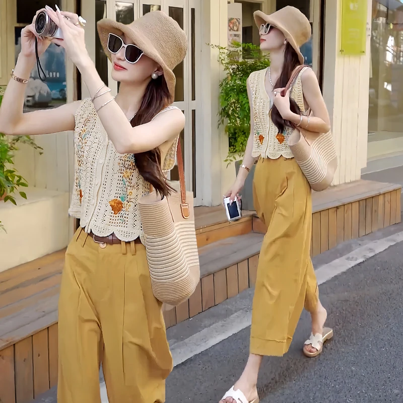 刺绣针织开衫马甲女春夏季2025新款洋气薄款网红外穿炸街新款女装