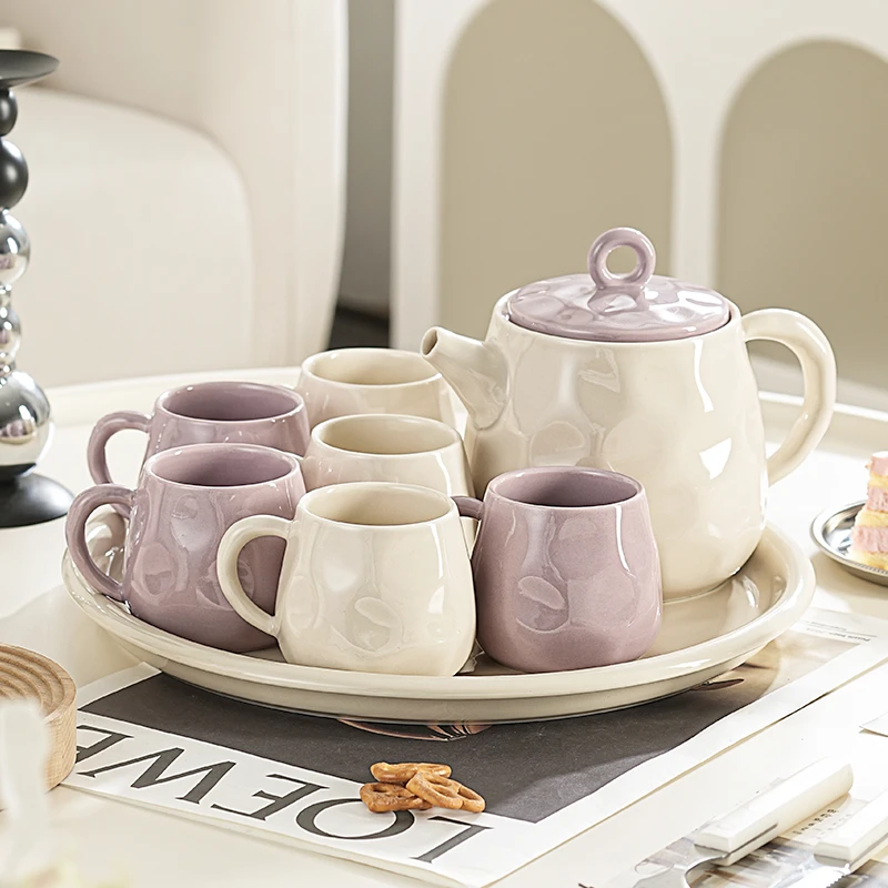 奶油风杯子套装家用客厅高颜值陶瓷杯具水壶茶杯乔迁新居2025新款