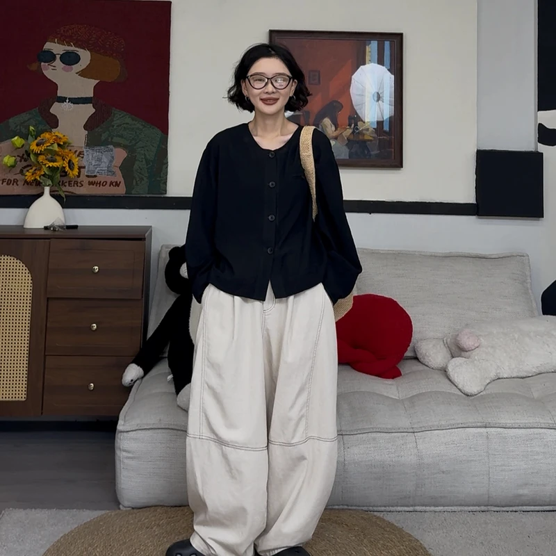 橘子罐头卫卫新款百搭两色宽松长袖设计感防晒卫衣小衫