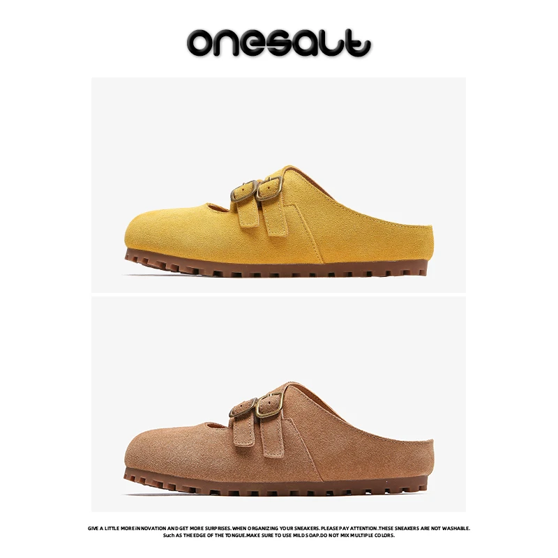 Onesalt复古勃肯半拖鞋女厚底夏季外穿时尚运动休闲包头拖鞋