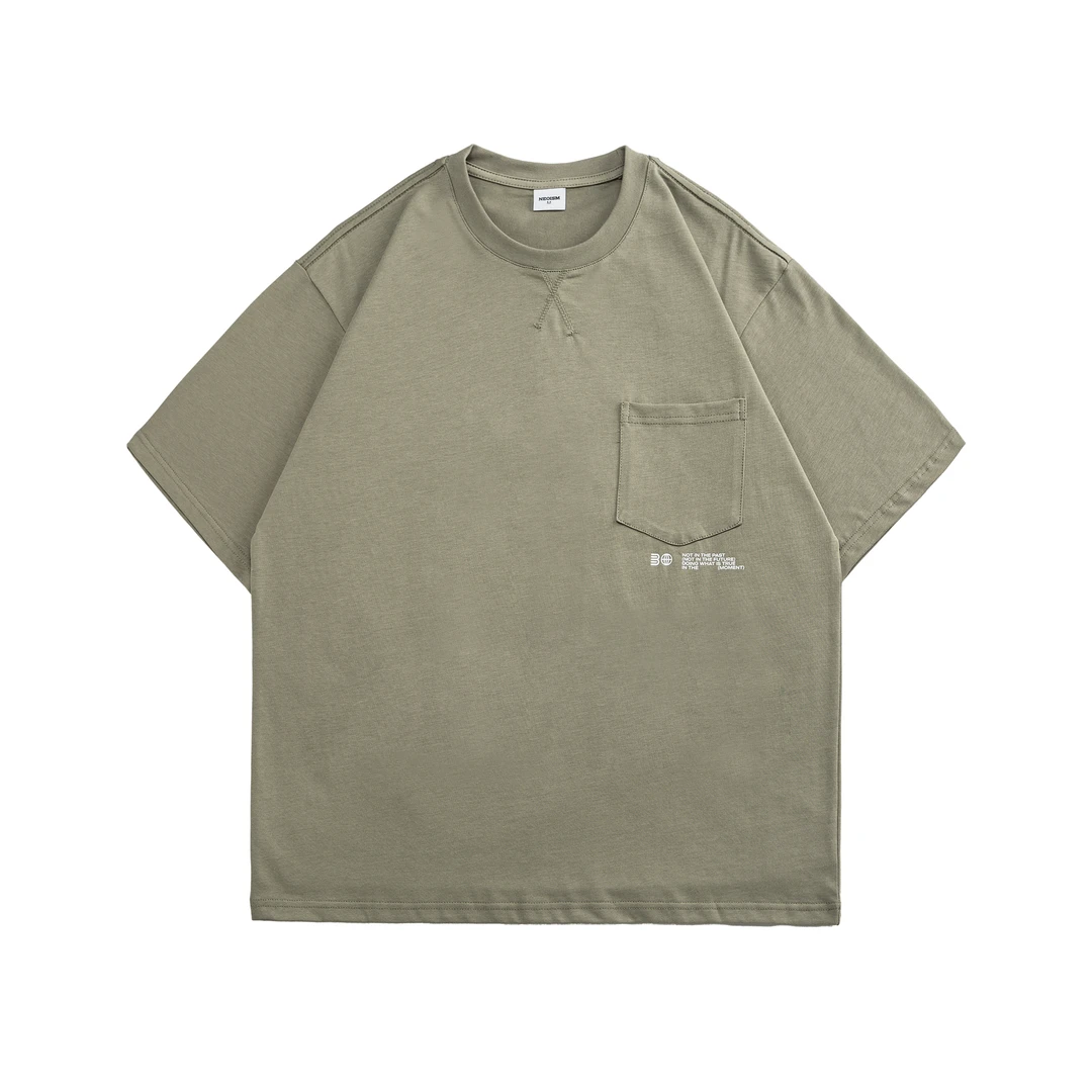 7A抗菌重磅棉半袖圆领拼色男女T恤短袖宽松百搭圆领休闲半袖