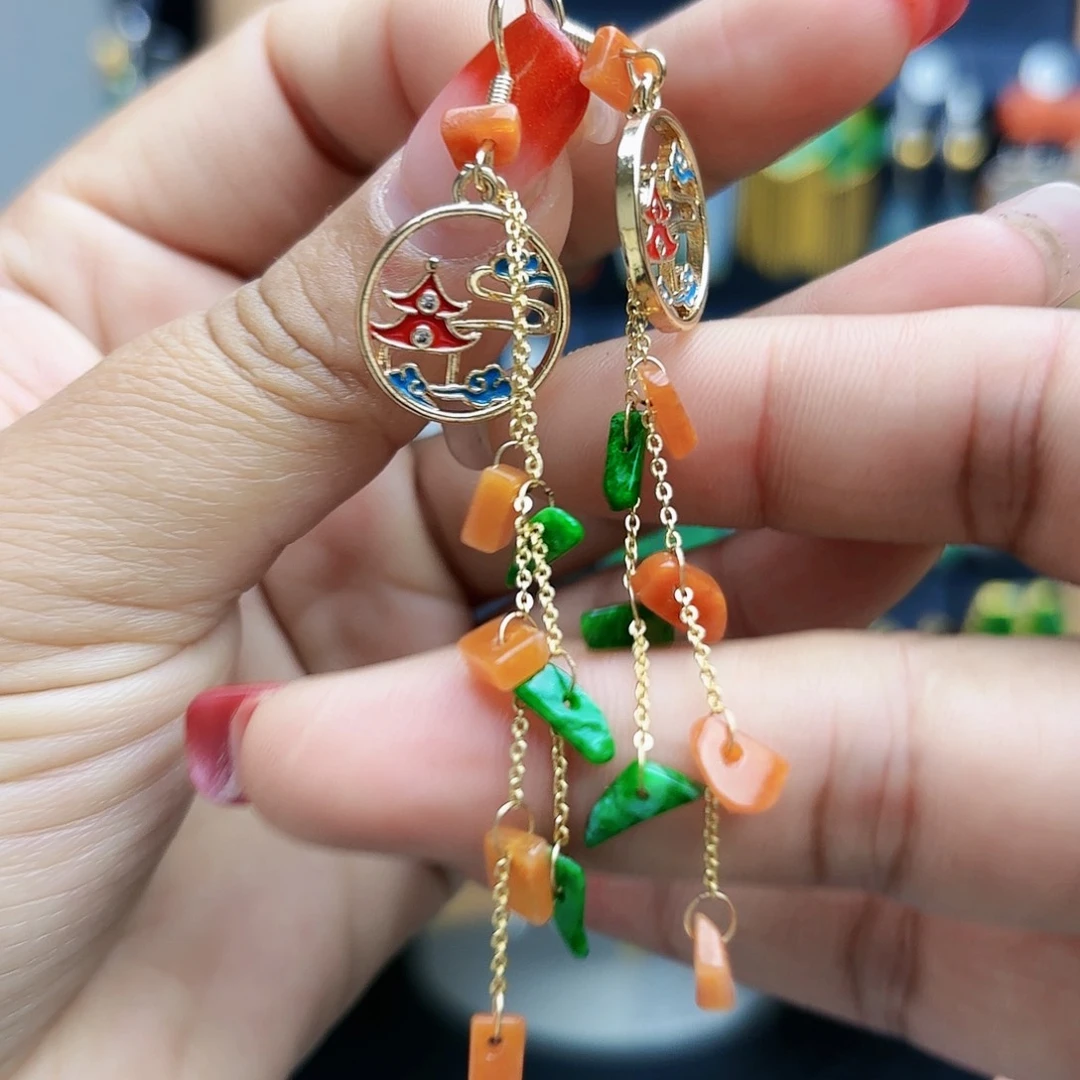 翡翠未镶嵌耳饰耳坠