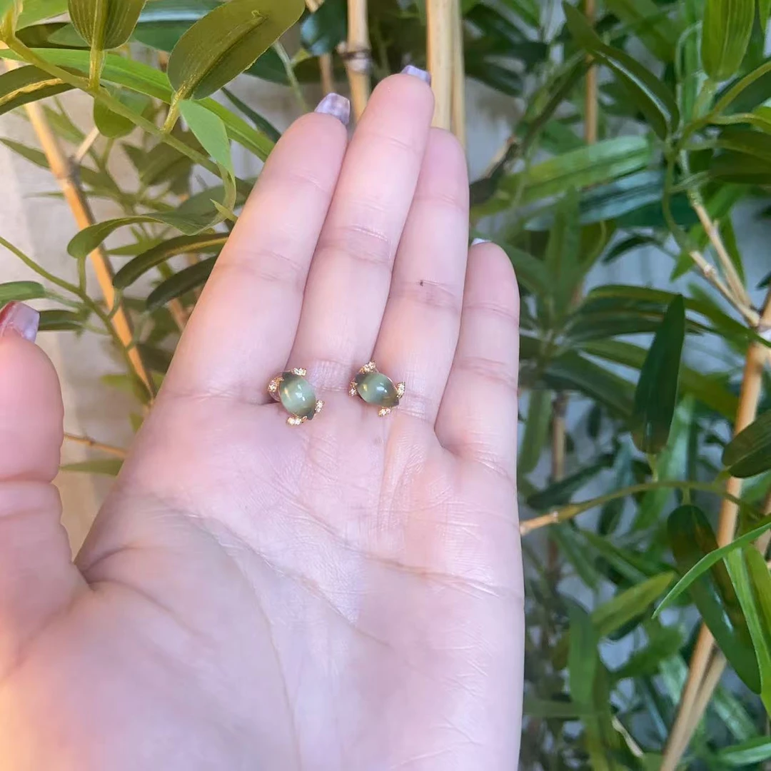 JC 18K金双C猫眼耳钉(多样性发其一)