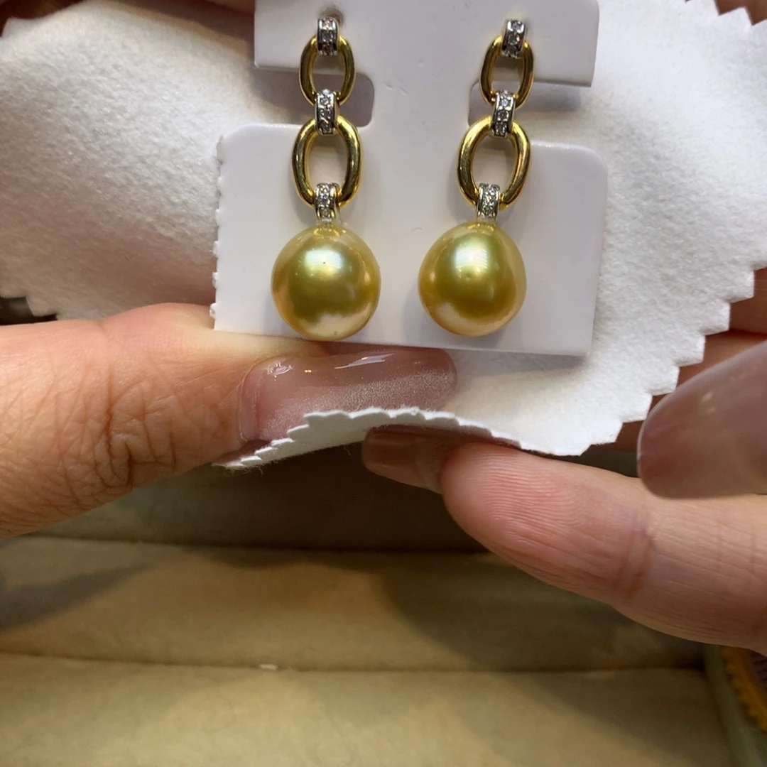 银S925镶嵌耳饰海水珍珠