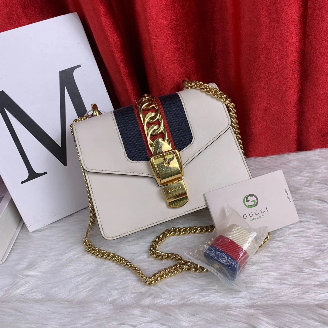 95新 GUCCI/古驰 白色手提包/YJ08420715/0715
