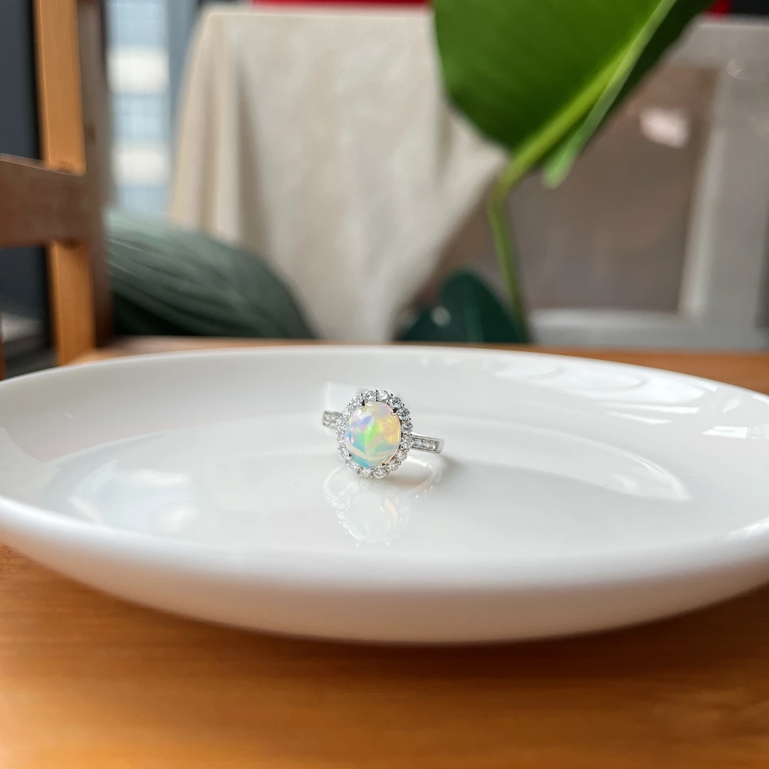 【珠宝厂长】约8*10mm欧泊S925银戒指