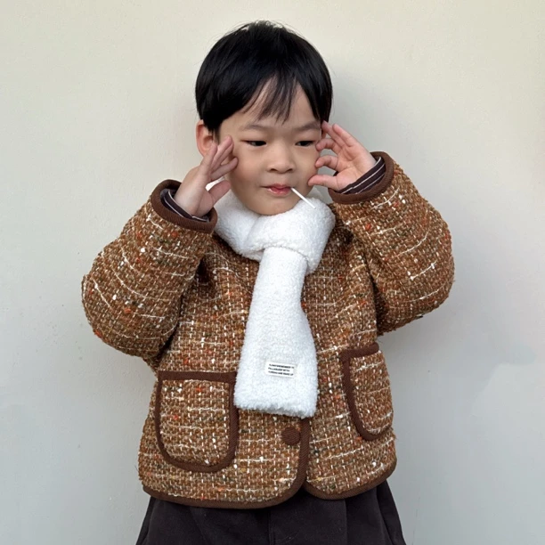 【一周童装】｛子墨 Darl｝小香风外套 配围巾 二棉 内里羊羔毛