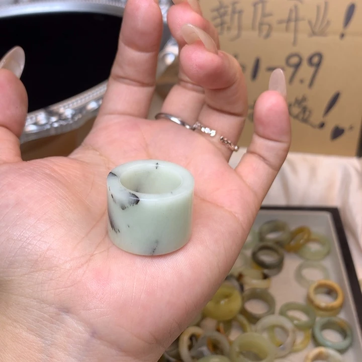 ****a合金蛇纹石玉戒指