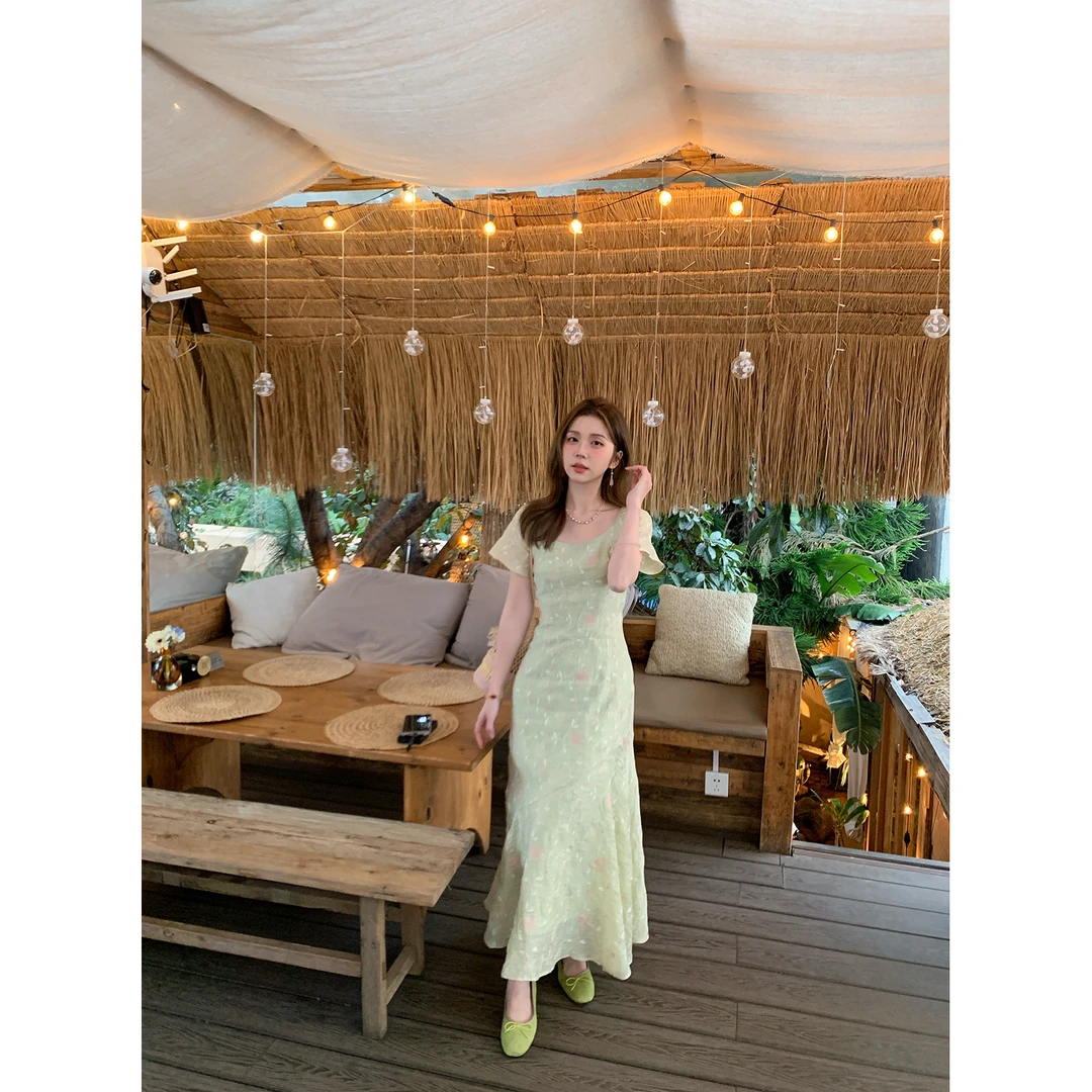 陳文文xenl【浮生序梦】新中式国风碎花显瘦收腰国风气质连衣裙5364