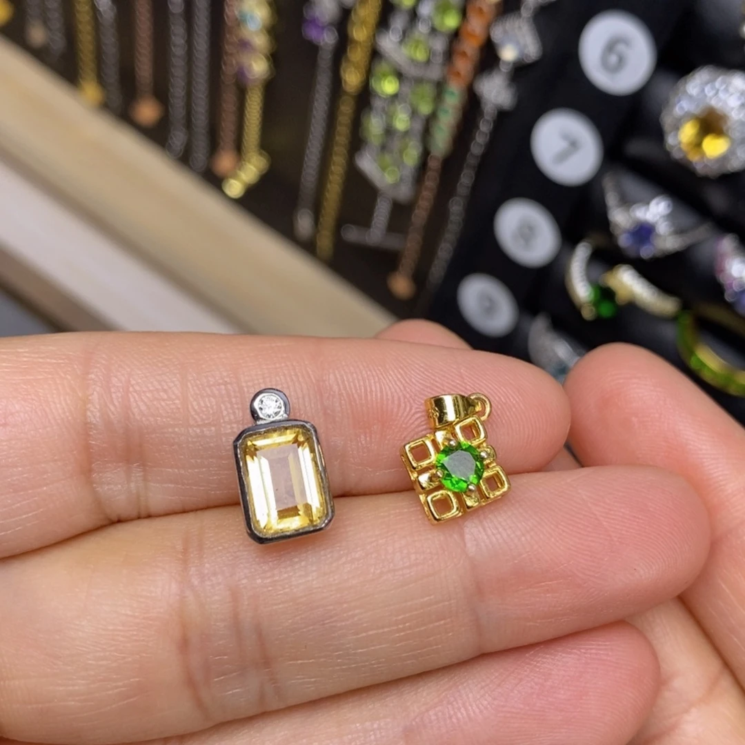 透辉石吊坠银S925镶嵌福利款2个