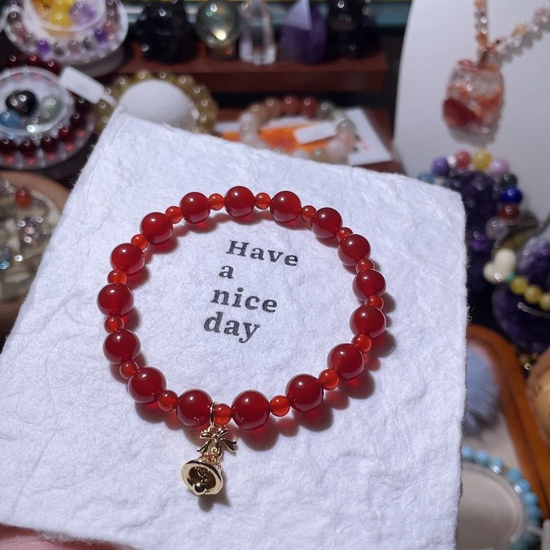 银S925镶嵌烟晶手链红玛瑙