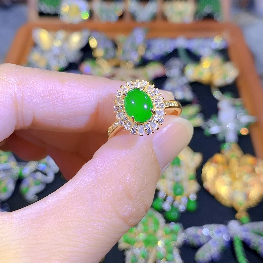 吊坠(不含链)银S925镶嵌翡翠