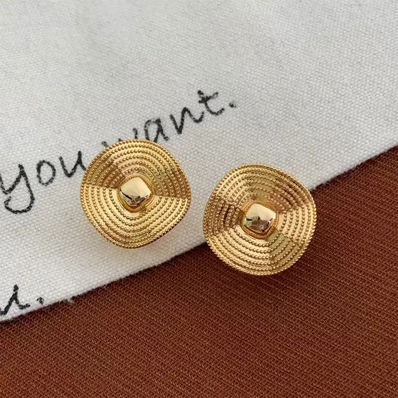 铜合金耳饰 复古港风纹理感不规则金属气质耳饰耳环 S82