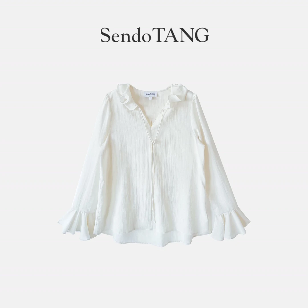 浪漫花瓣衬衫【公主日记】胖多女装秋冬新款时尚高级百搭长袖衬衫