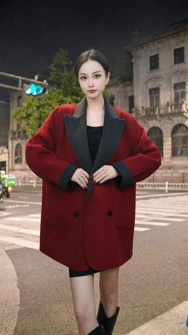 2025秋冬新款中短款双面穿羊毛大衣百搭气质宽松