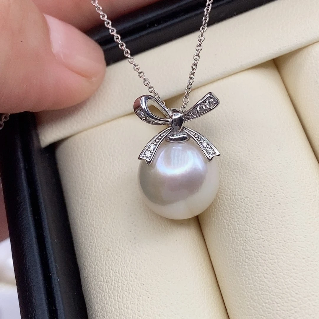 淡水珍珠银S925镶嵌吊坠(赠链)12/13mm