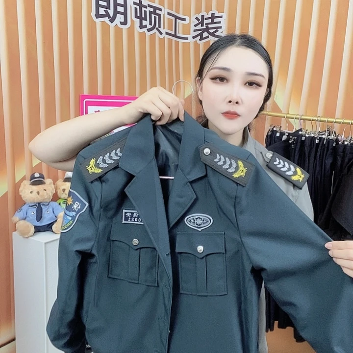 游*墨绿色小翻领夹克套装➕灰色弹力速干短袖衬衫