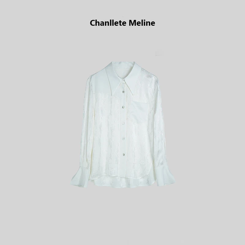【Chanllete Meline】“白月光”提花设计感白衬衫CMCT-9664