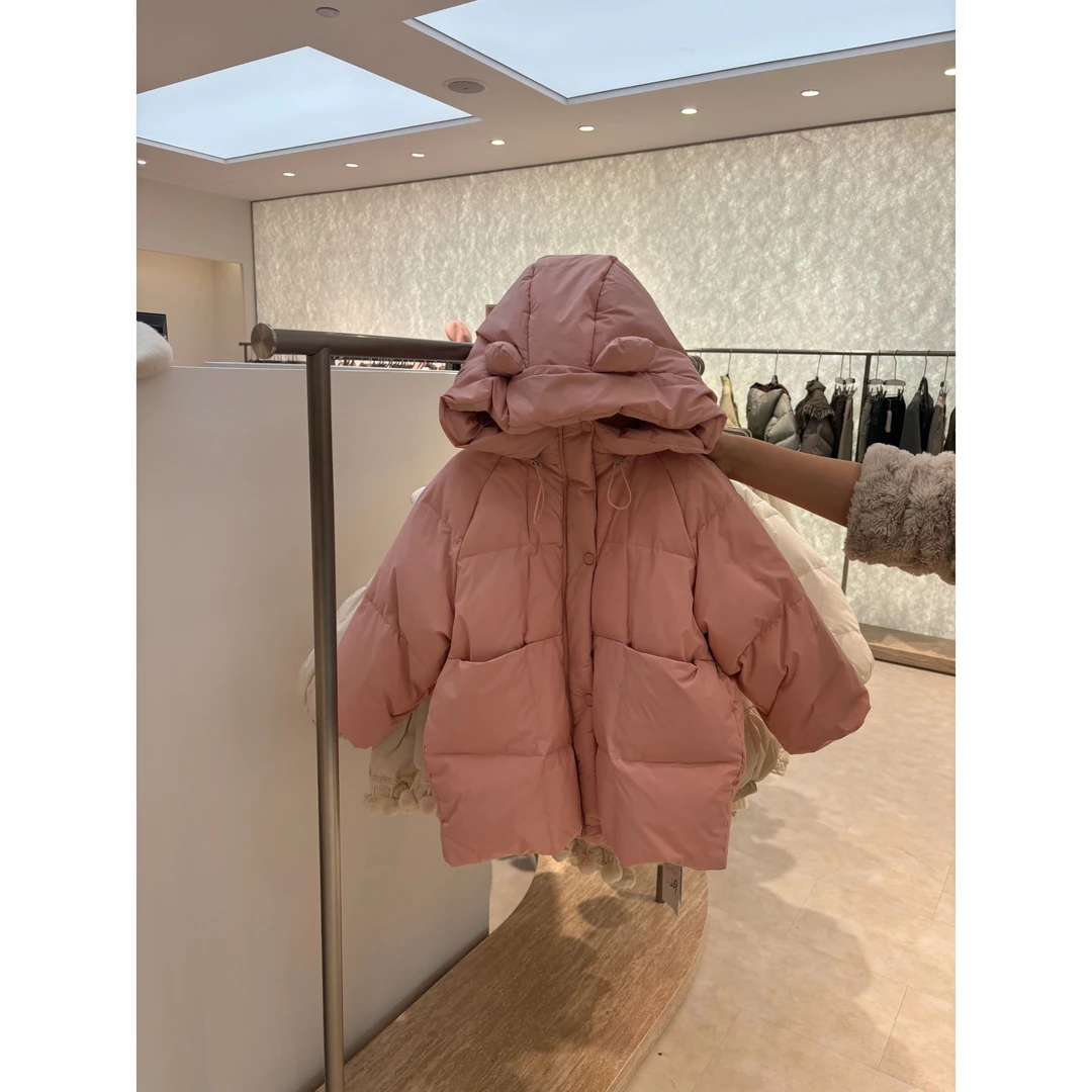 恩姐定制2024时尚秋冬女童儿童保暖款洋气兔耳朵羽绒服EN28020