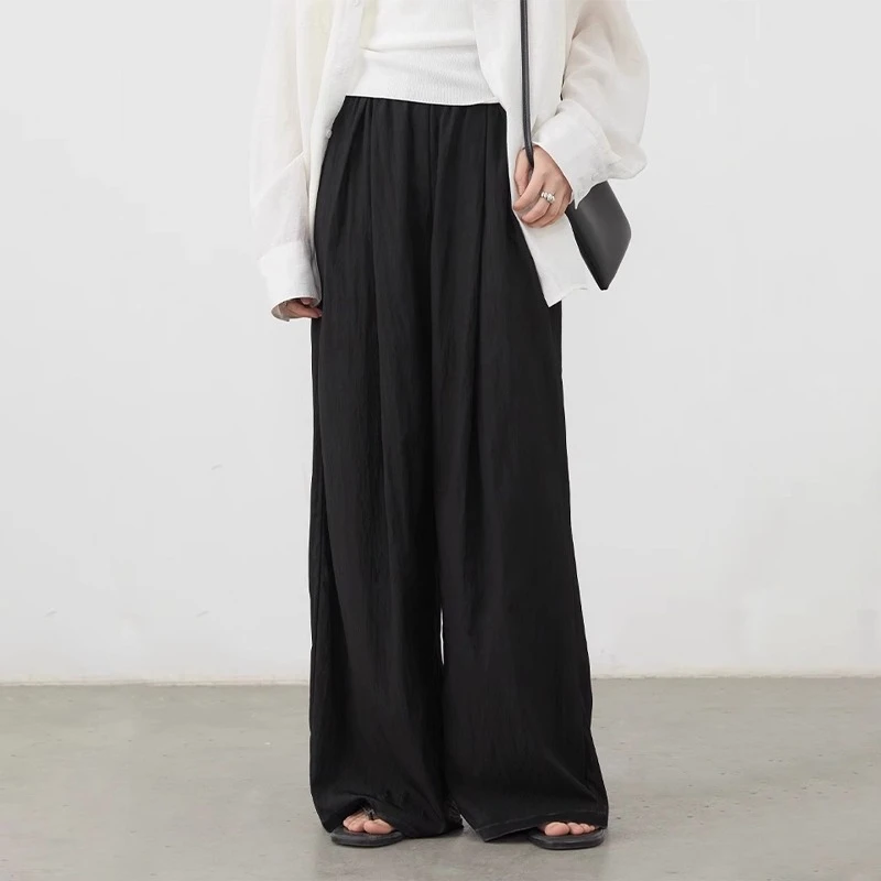 小个子梨形身材黑色夏季休闲山本裤女薄款高腰宽松显瘦垂感阔腿裤