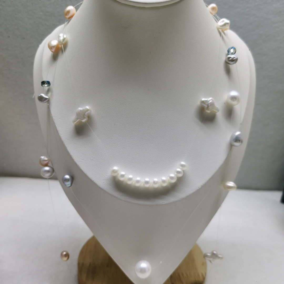 淡水珍珠满天星混搭微笑项链