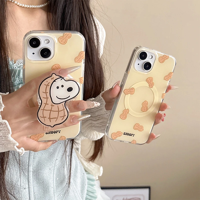 可爱花生史努比适用苹果16promax手机壳iPhone15pro磁吸14pro13