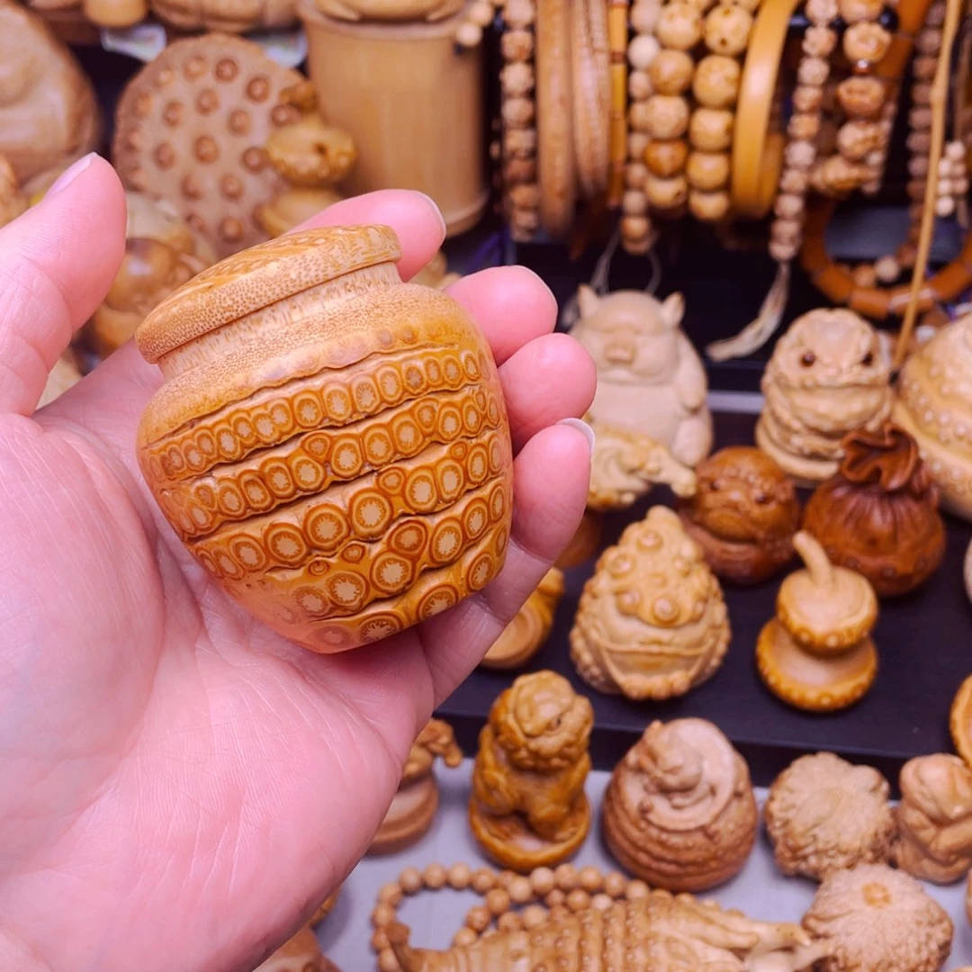 竹竹根雕茶仓把玩件