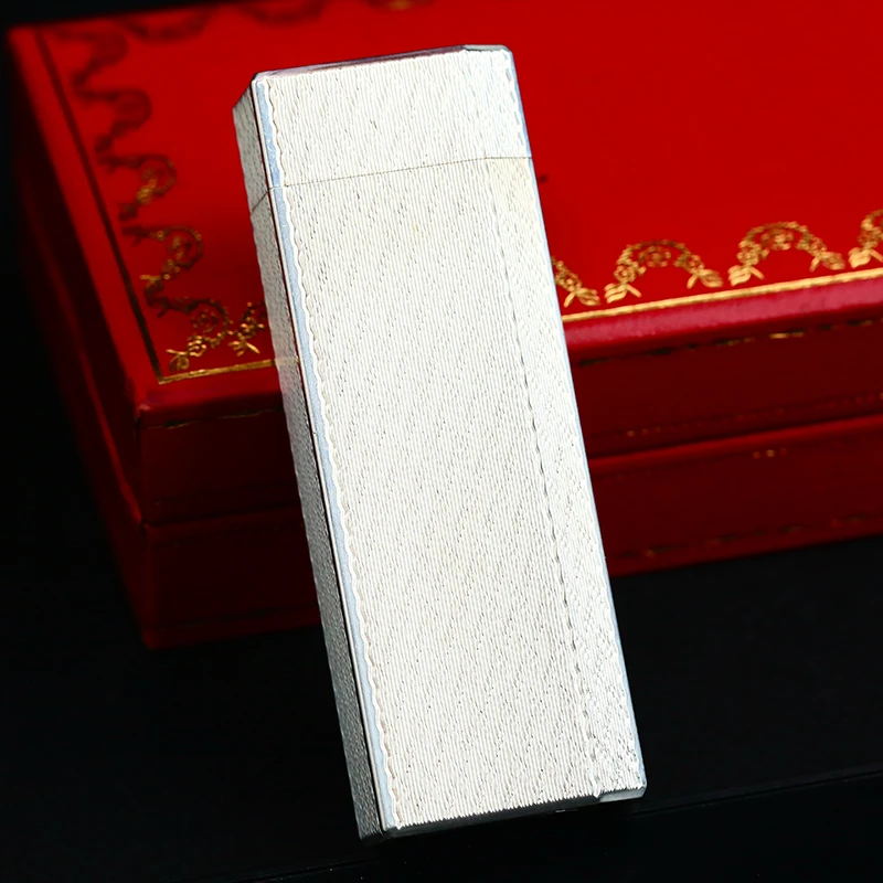 充气打火机镀银Y字纹长款五角精品烟具稀有收藏送礼奢品时尚男士