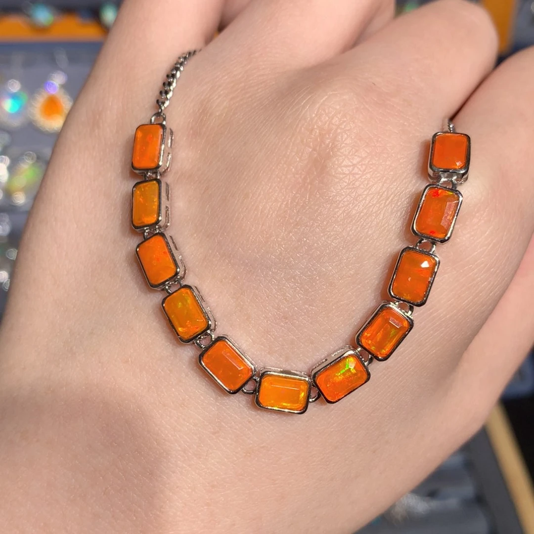 银S925镶嵌欧泊欧泊手链y