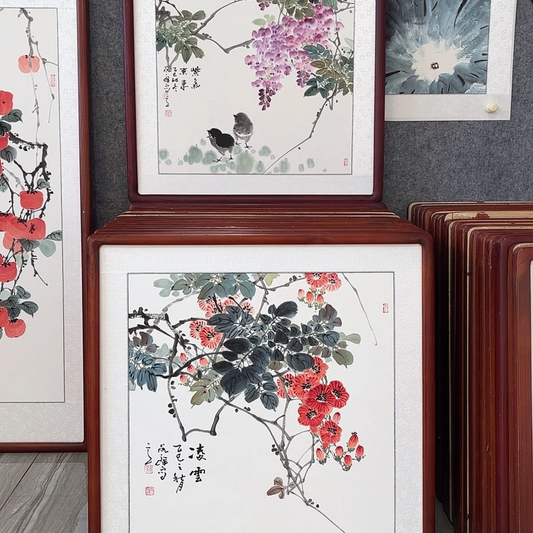 国画书画作品带框63×63