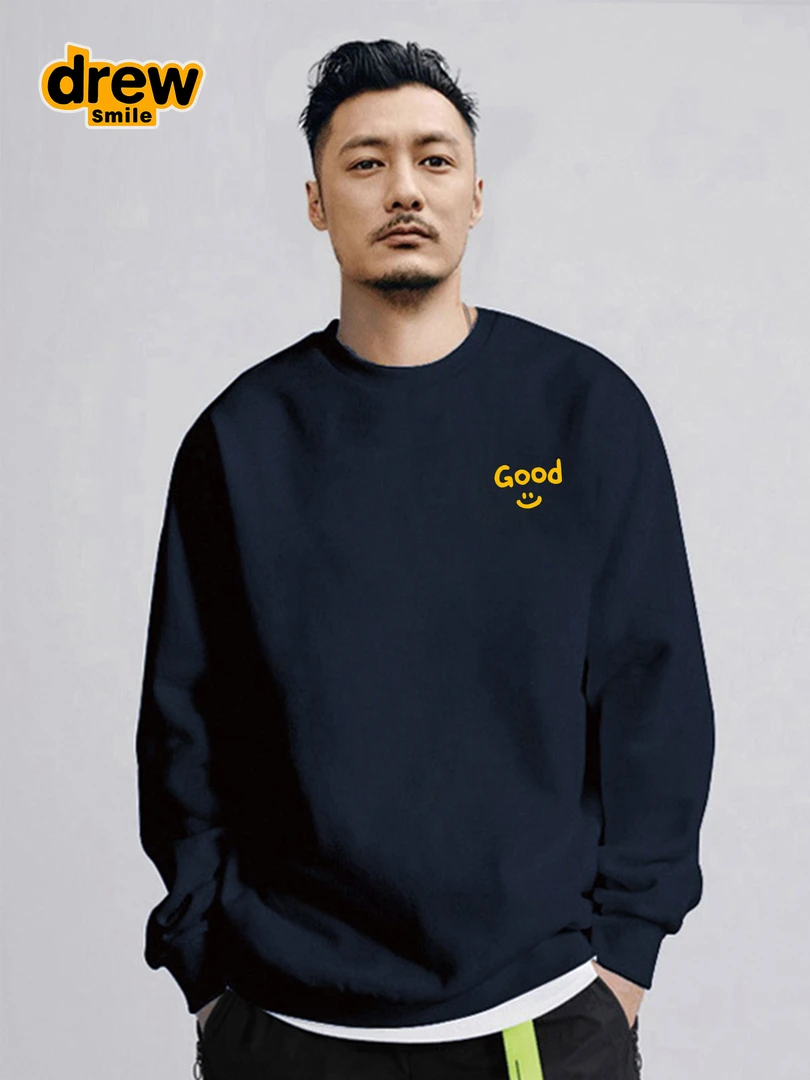 drew笑脸潮牌GOOD新款圆领卫衣男女秋冬休闲宽松时尚百搭长袖