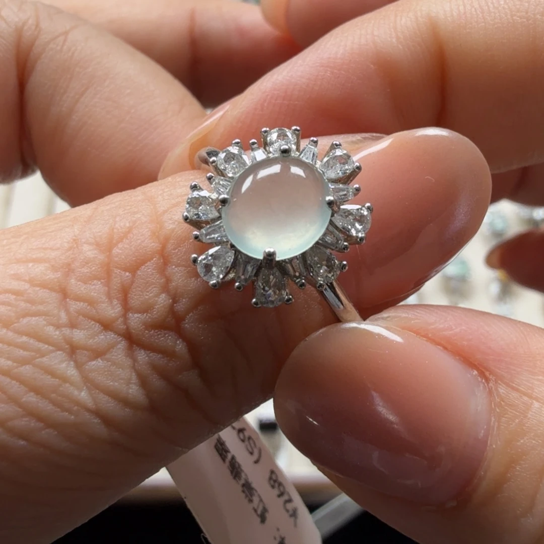 翡翠银S925镶嵌戒指38