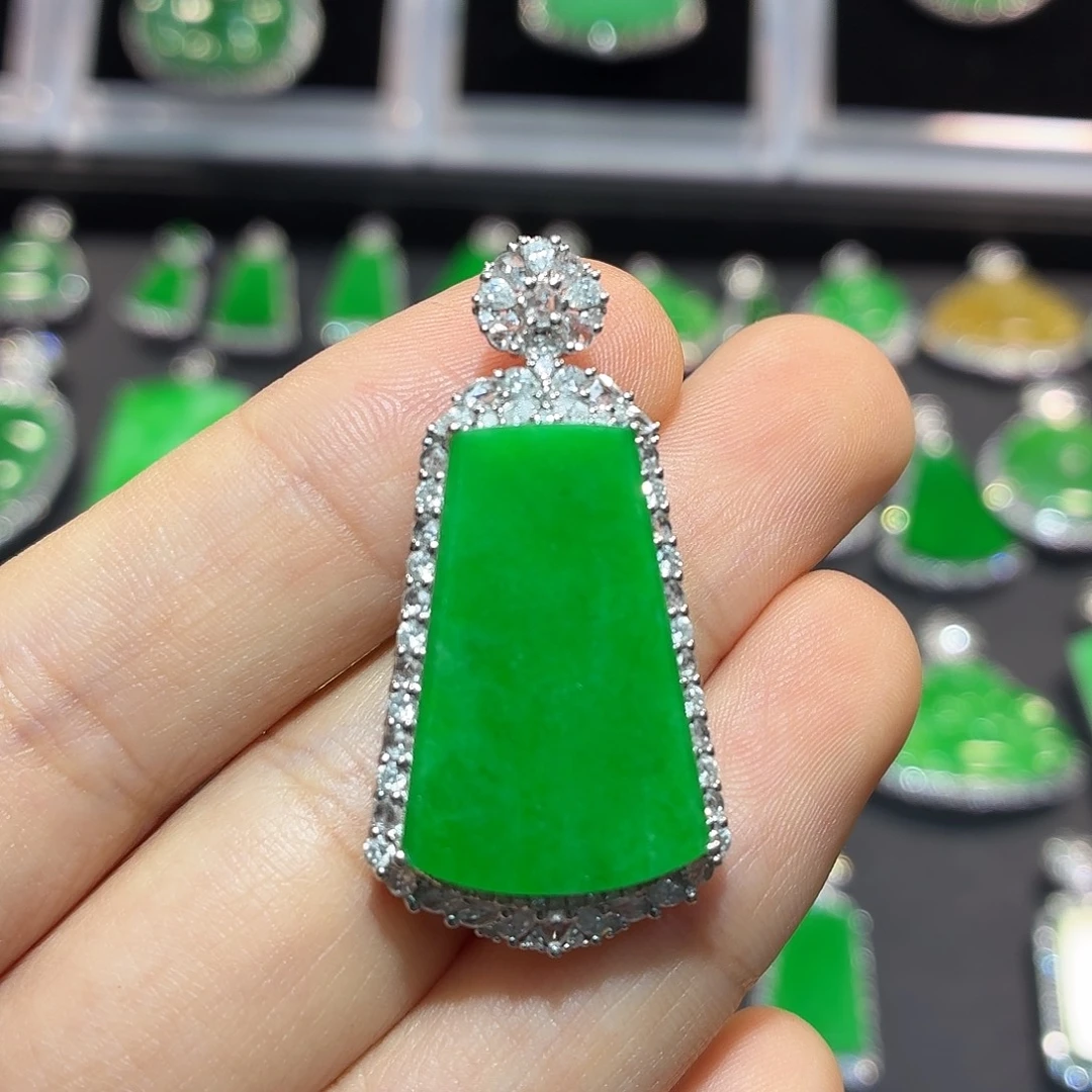 翡翠18K金镶嵌吊坠(不含链)翡翠