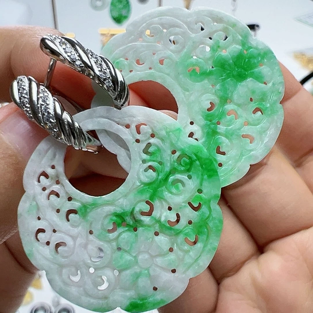 颈饰银S925镶嵌翡翠天然缅甸A货翡翠