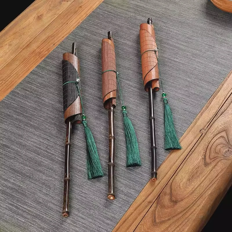 腰扇可旋转卷曲仿宋复原麈尾扇竹篦扇细竹丝全竹折叠云卷云舒古风