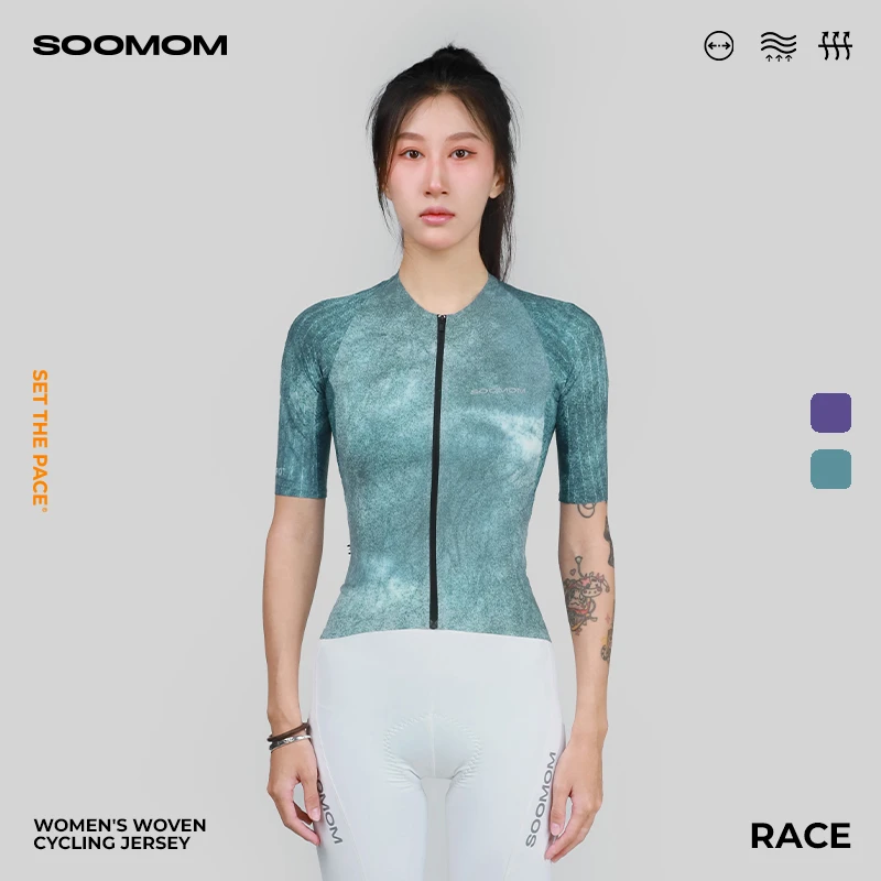 SOOMOM | RACE女士气动拉链骑行短袖夏季上衣公路自行车轻薄梭织